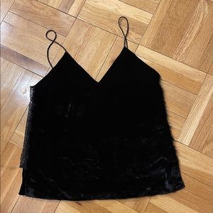 Alice + Olivia Velvet Lace Black Camisole Top